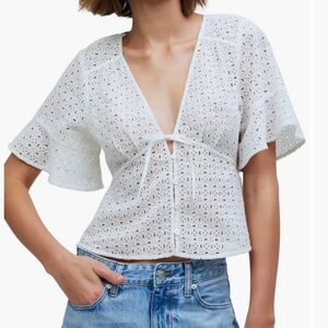 Madewell Eyelet front tie top NWOT